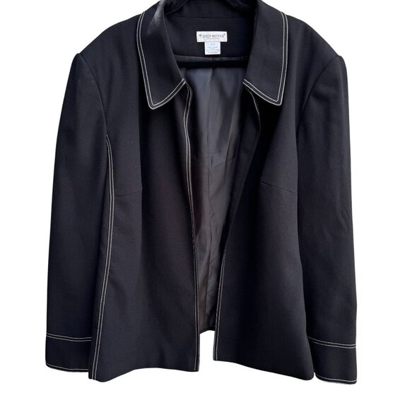 John Meyer Of Norwich Womens Black Contrast Stitch Open Front Blazer Jacket 26W - Picture 1 of 8